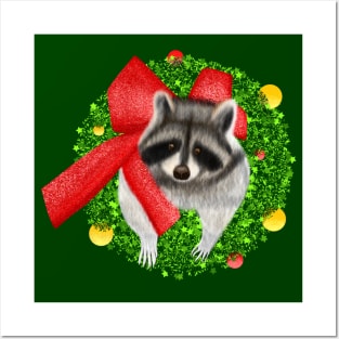 Xmas Raccoon Posters and Art